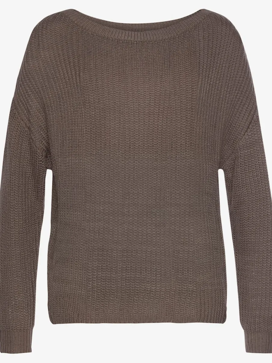Pull en tricot avec encolure ronde et mancherons