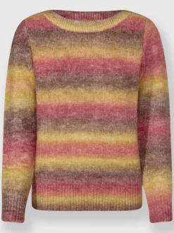 Pull en tricot avec encolure U et rayures multicolores