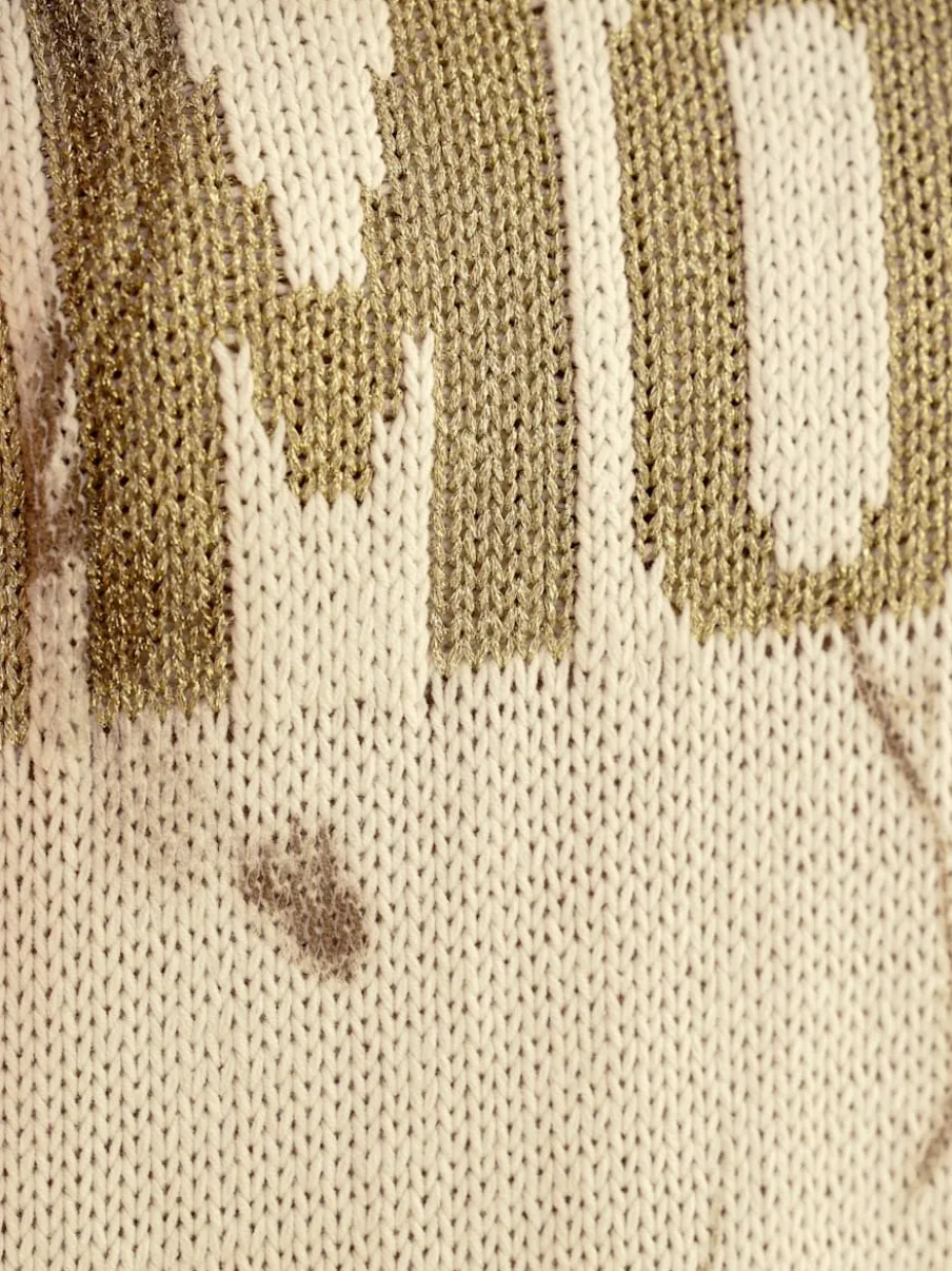 Pull en tricot avec imprimé lumineux et fentes latérales