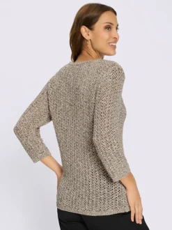 Pull en tricot avec manches trois quarts motifs raffinés