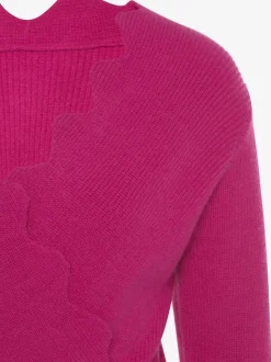 Pull en tricot à bord ondulé avec manches longues et tricot doux