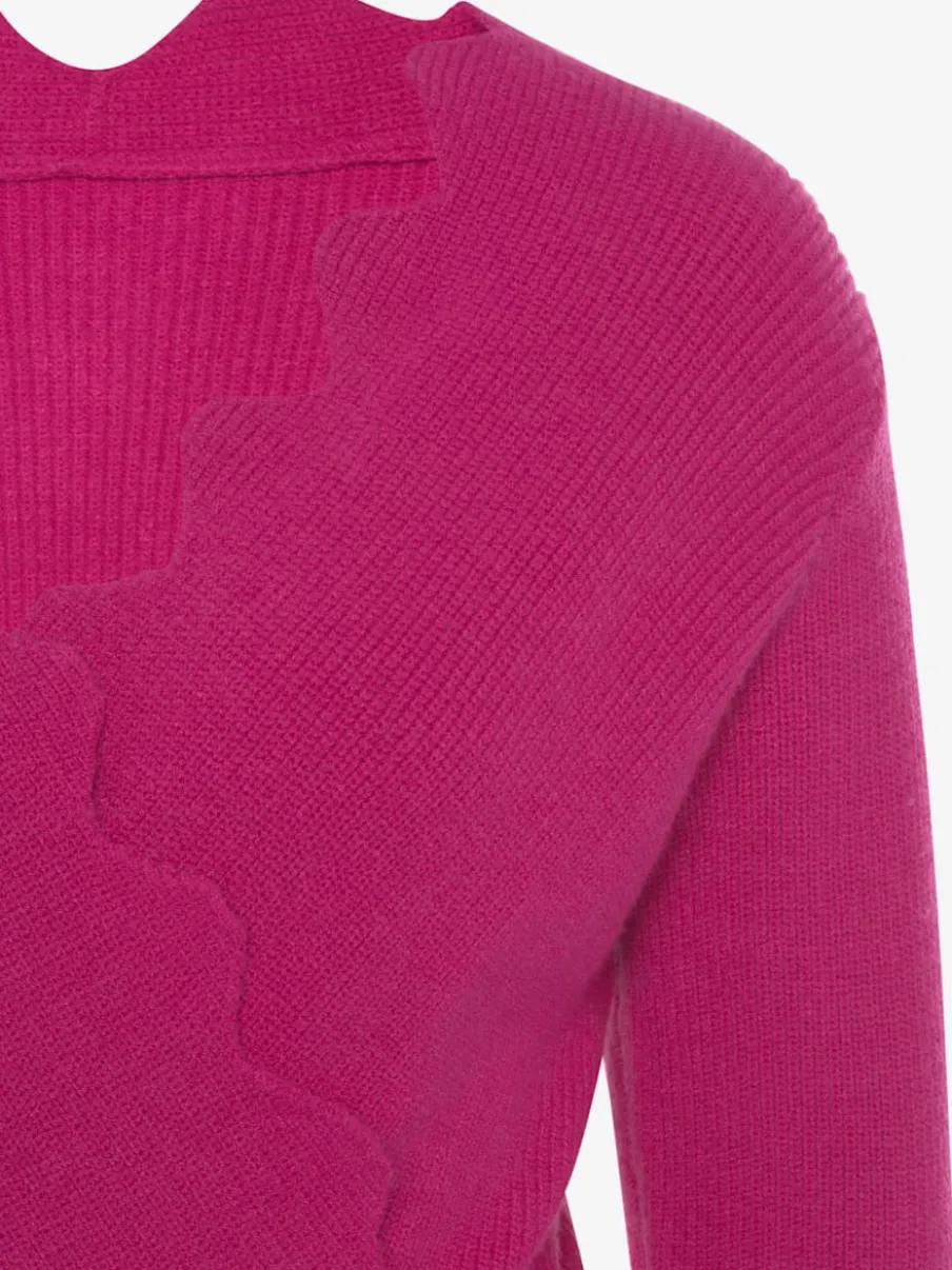 Pull en tricot à bord ondulé avec manches longues et tricot doux