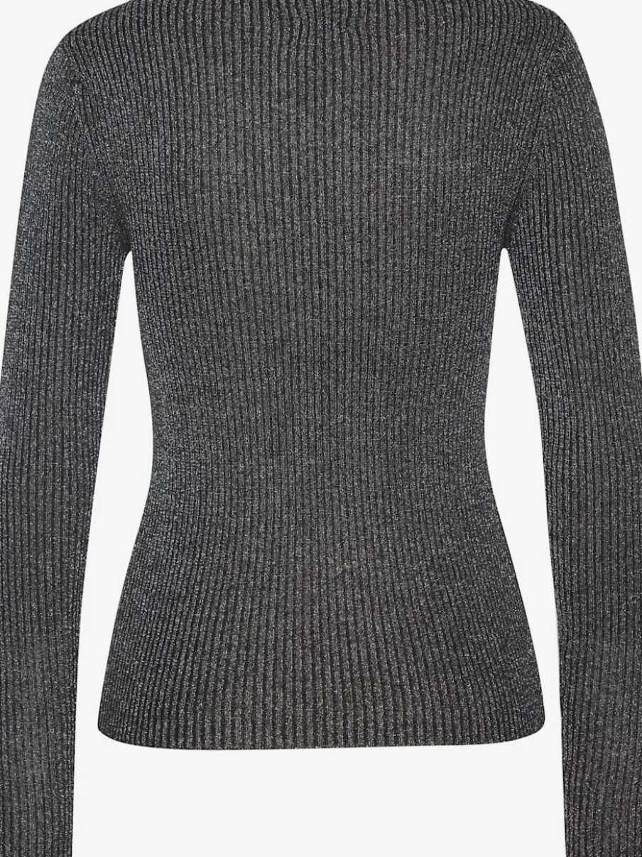 Pull en tricot brillant à encolure ronde avec manches longues