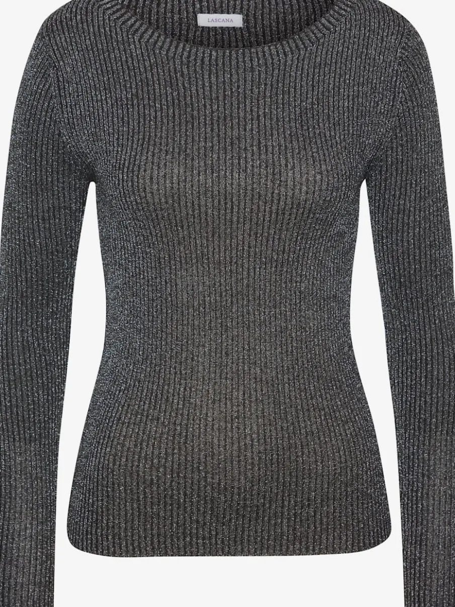 Pull en tricot brillant à encolure ronde avec manches longues