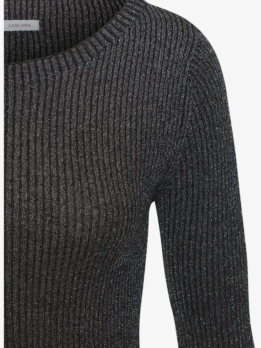 Pull en tricot brillant à encolure ronde avec manches longues
