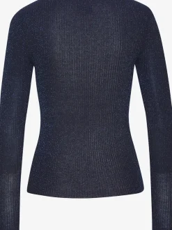 Pull en tricot brillant à encolure ronde avec manches longues