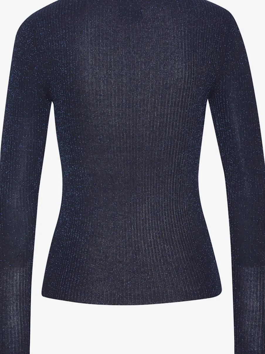 Pull en tricot brillant à encolure ronde avec manches longues