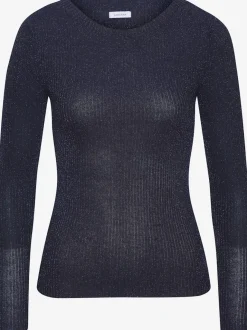 Pull en tricot brillant à encolure ronde avec manches longues