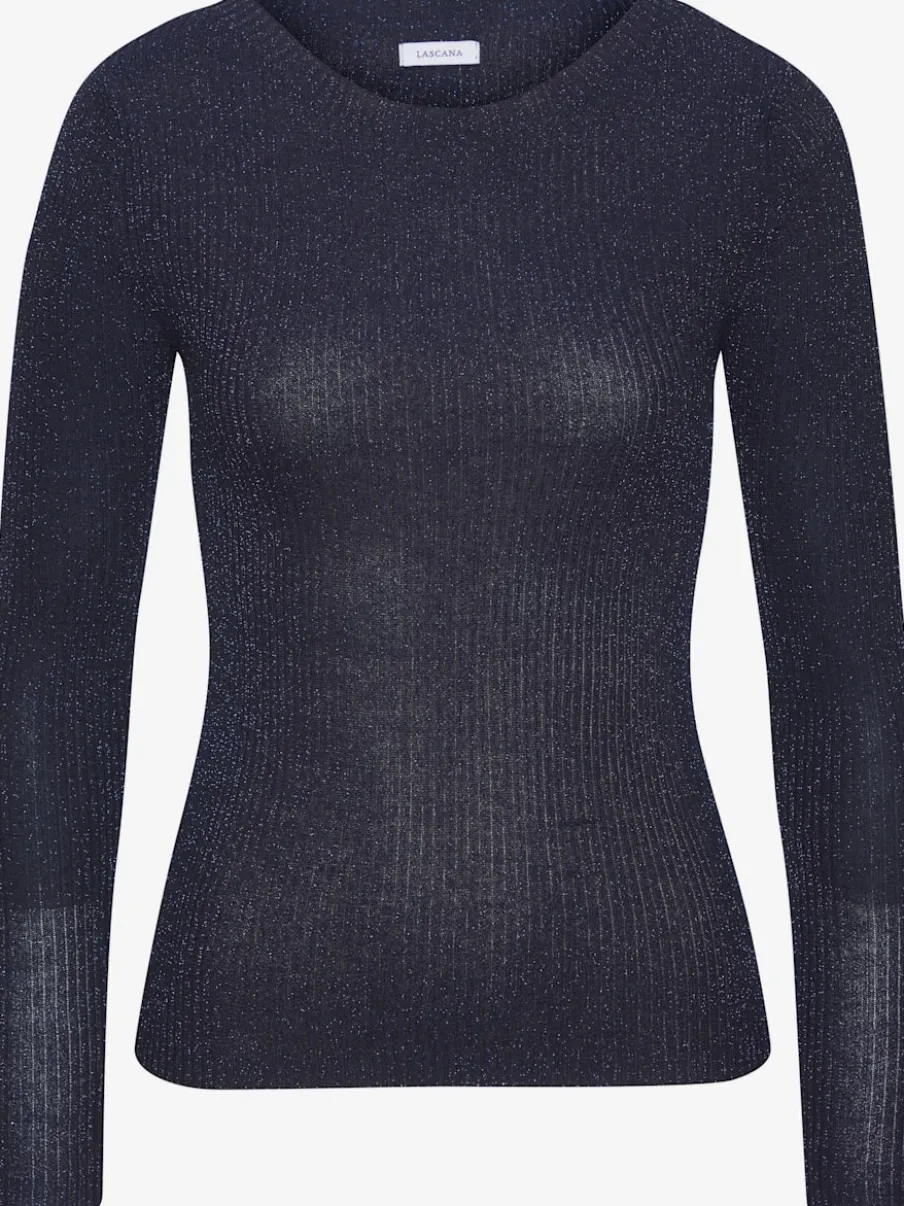 Pull en tricot brillant à encolure ronde avec manches longues