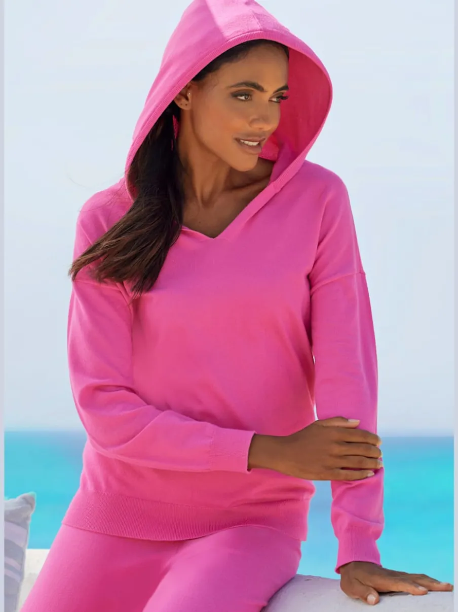 Pull en tricot à capuche avec encolure en V doux
