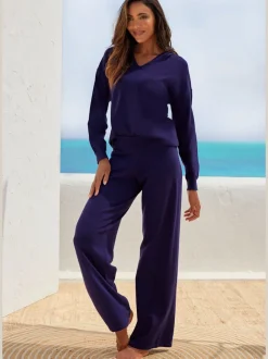 Pull en tricot à capuche avec encolure en V doux