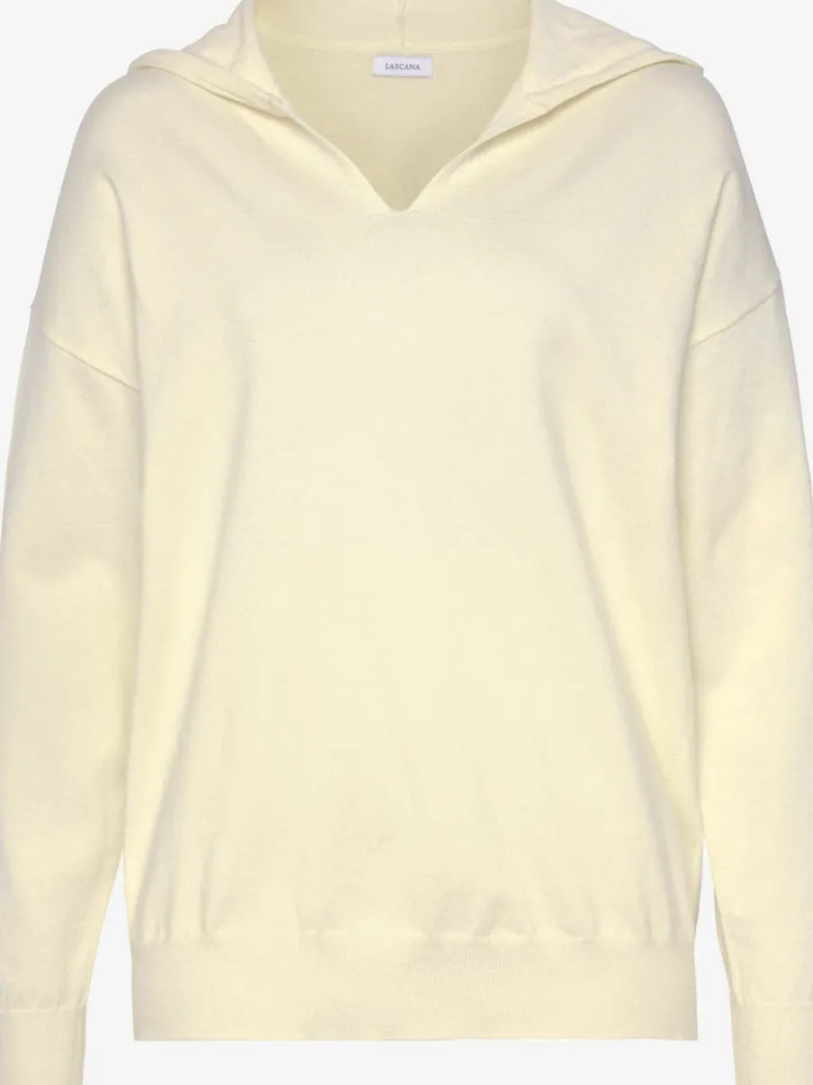 Pull en tricot à capuche avec encolure en V doux