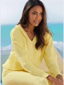 Pull en tricot à capuche avec encolure en V doux