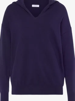 Pull en tricot à capuche avec encolure en V doux