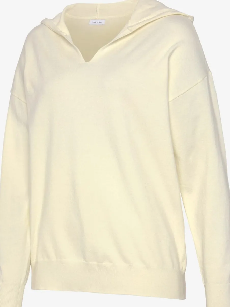 Pull en tricot à capuche avec encolure en V doux