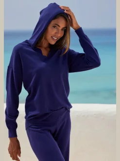 Pull en tricot à capuche avec encolure en V doux