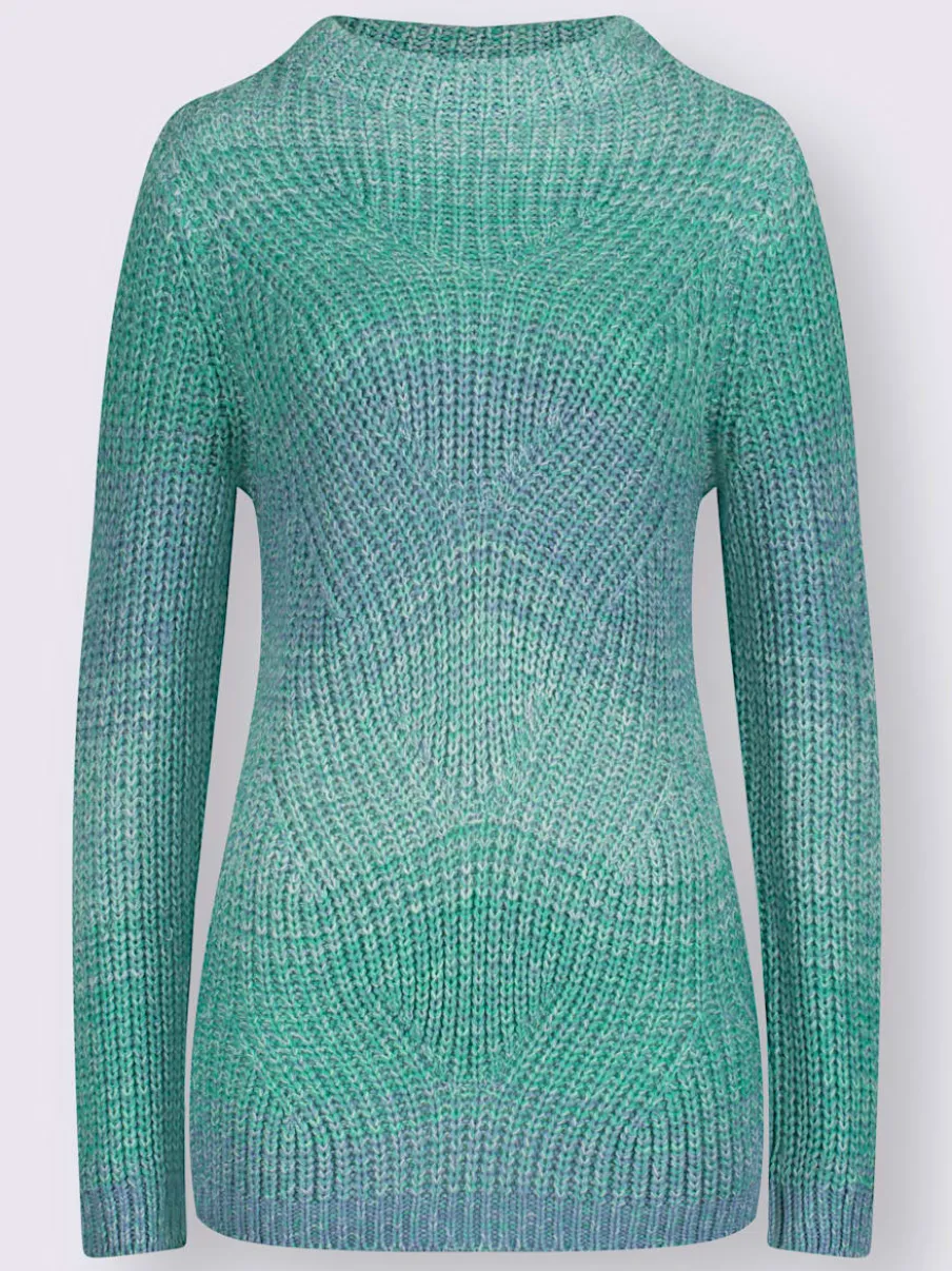 Pull en tricot à col corolle et motif tricoté