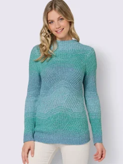 Pull en tricot à col corolle et motif tricoté