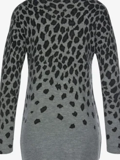 Pull en tricot à col large en U avec motif léopard