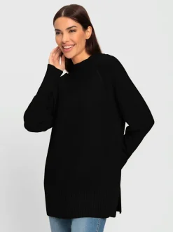 Pull en tricot col montant avec fentes latérales sophistiquées