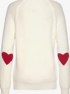 Pull en tricot à col montant avec pinces en cœur aux coudes
