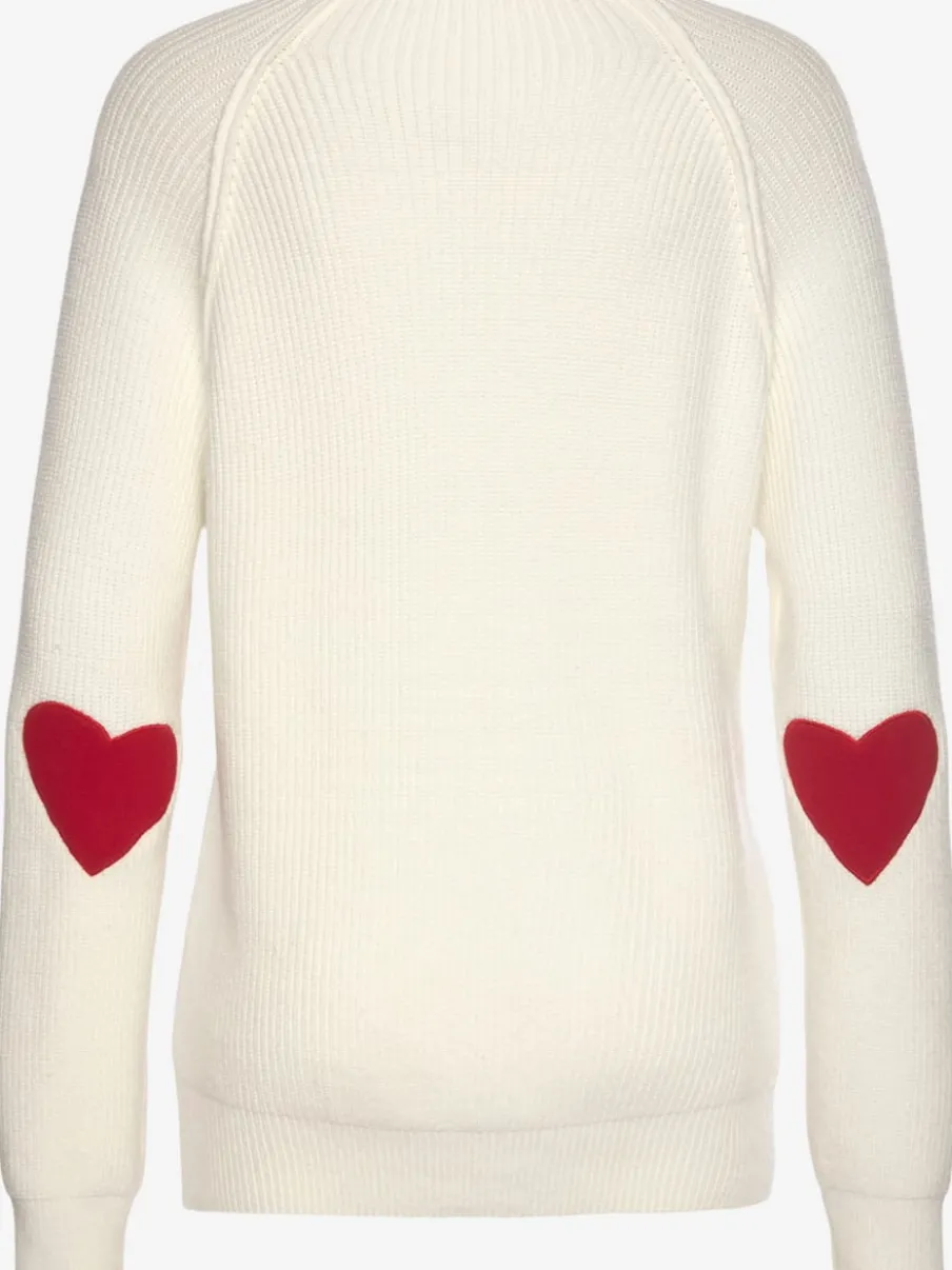 Pull en tricot à col montant avec pinces en cœur aux coudes