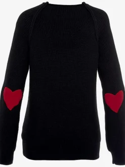 Pull en tricot à col montant avec pinces en cœur aux coudes