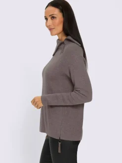 Pull en tricot col à revers avec glissière