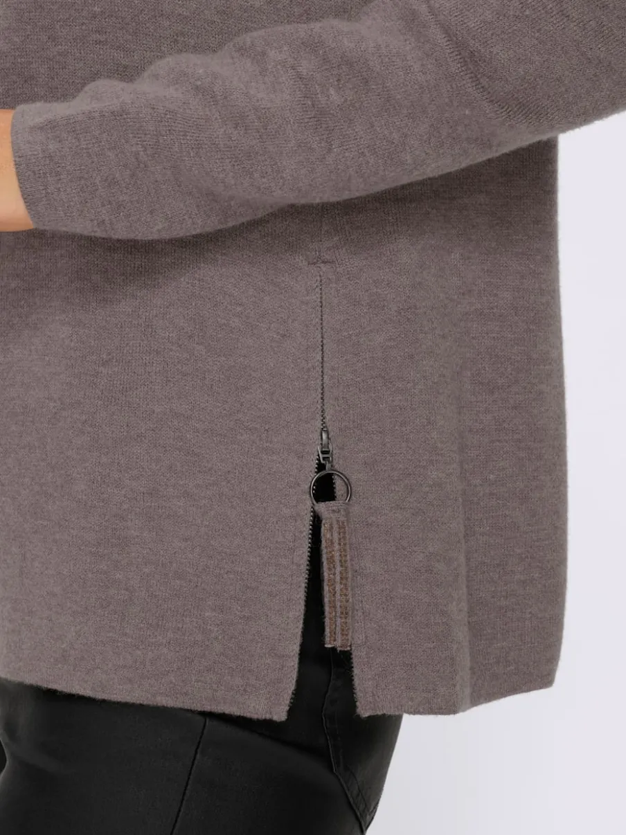 Pull en tricot col à revers avec glissière