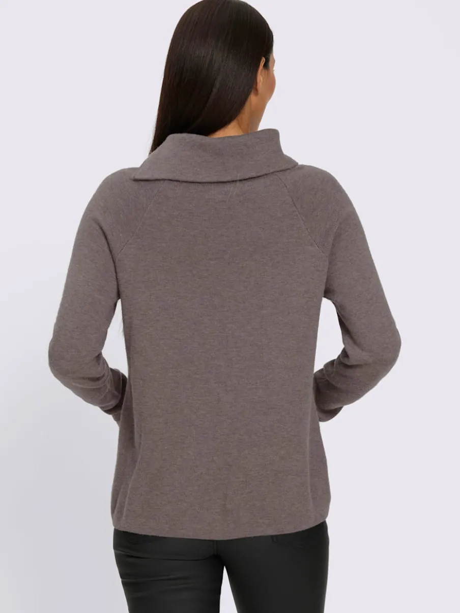Pull en tricot col à revers avec glissière