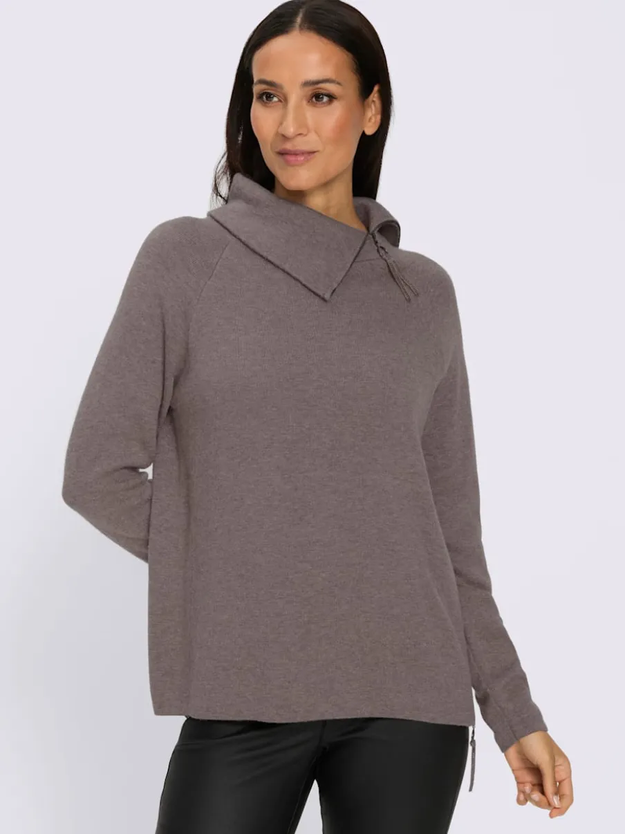 Pull en tricot col à revers avec glissière