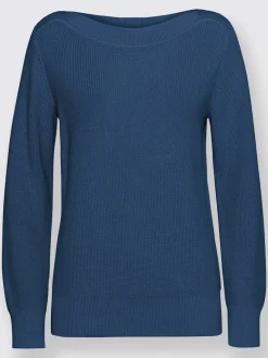 Pull en tricot côtelé avec col en U manches longues
