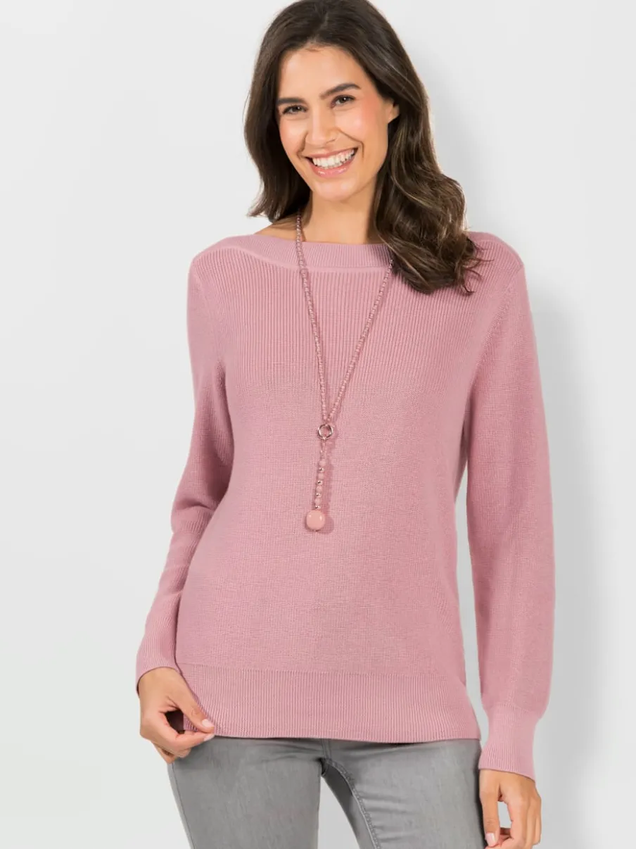 Pull en tricot côtelé avec col en U manches longues