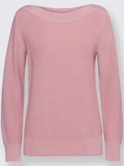 Pull en tricot côtelé avec col en U manches longues