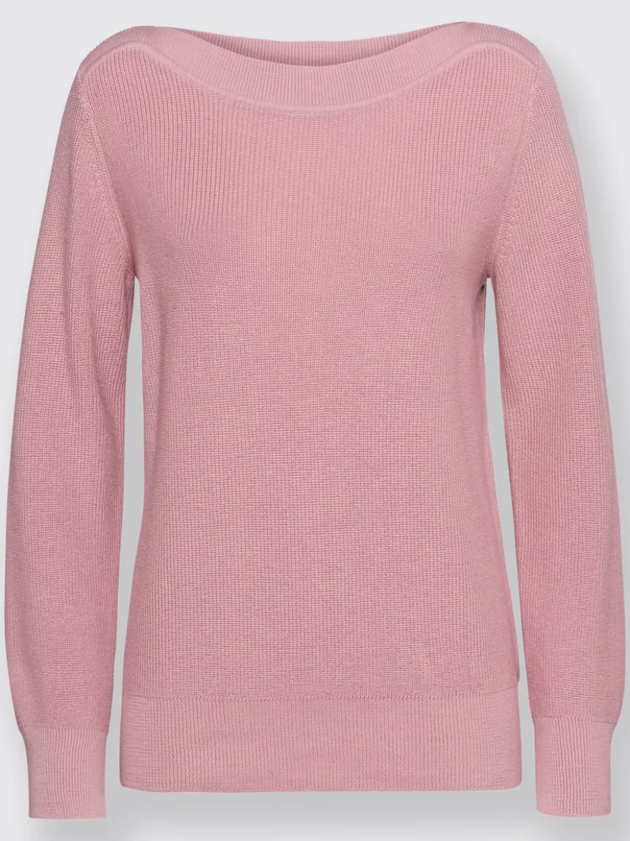 Pull en tricot côtelé avec col en U manches longues