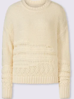 Pull en tricot décontracté à col rond avec ajourés