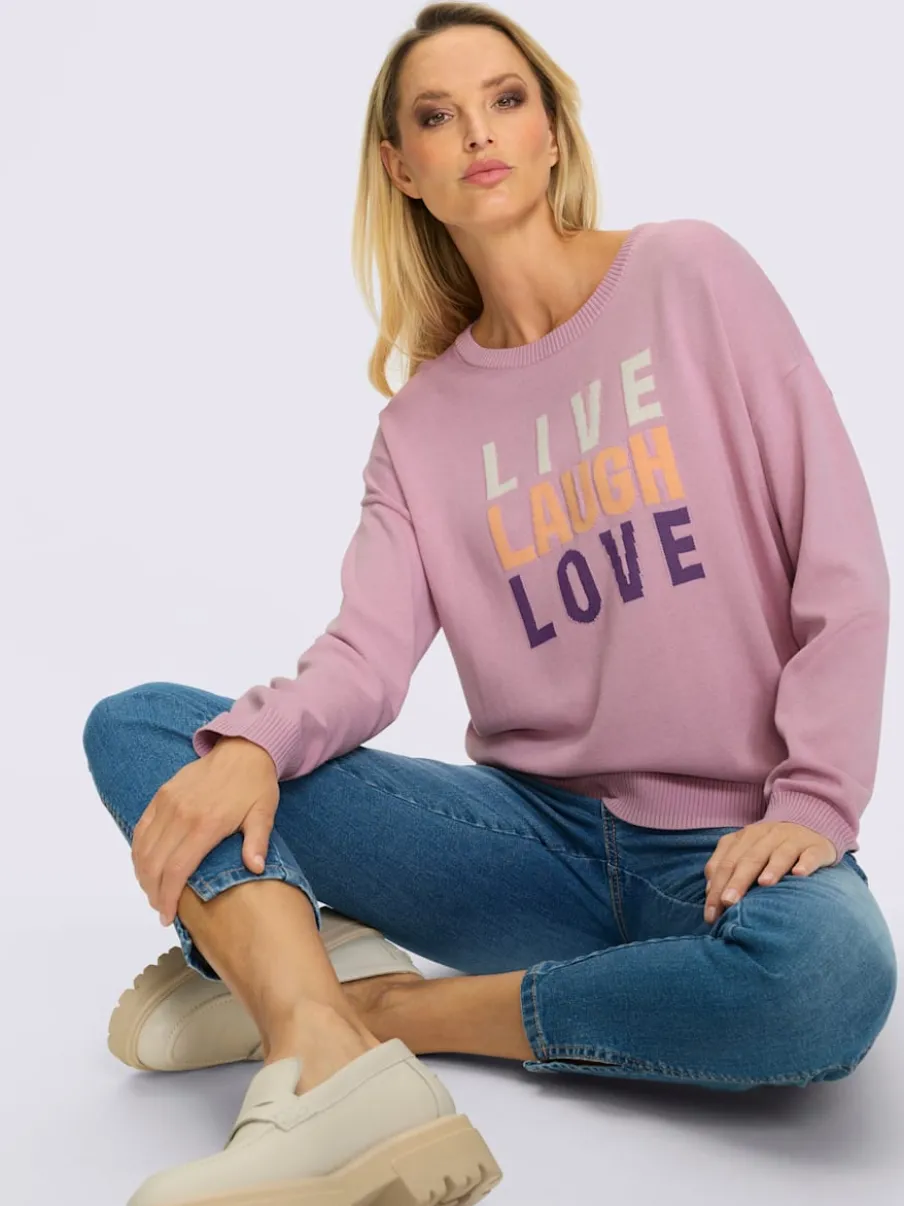 Pull en tricot doux à col rond manches longues