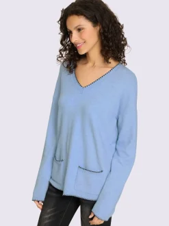 Pull en tricot doux à encolure en V et poches