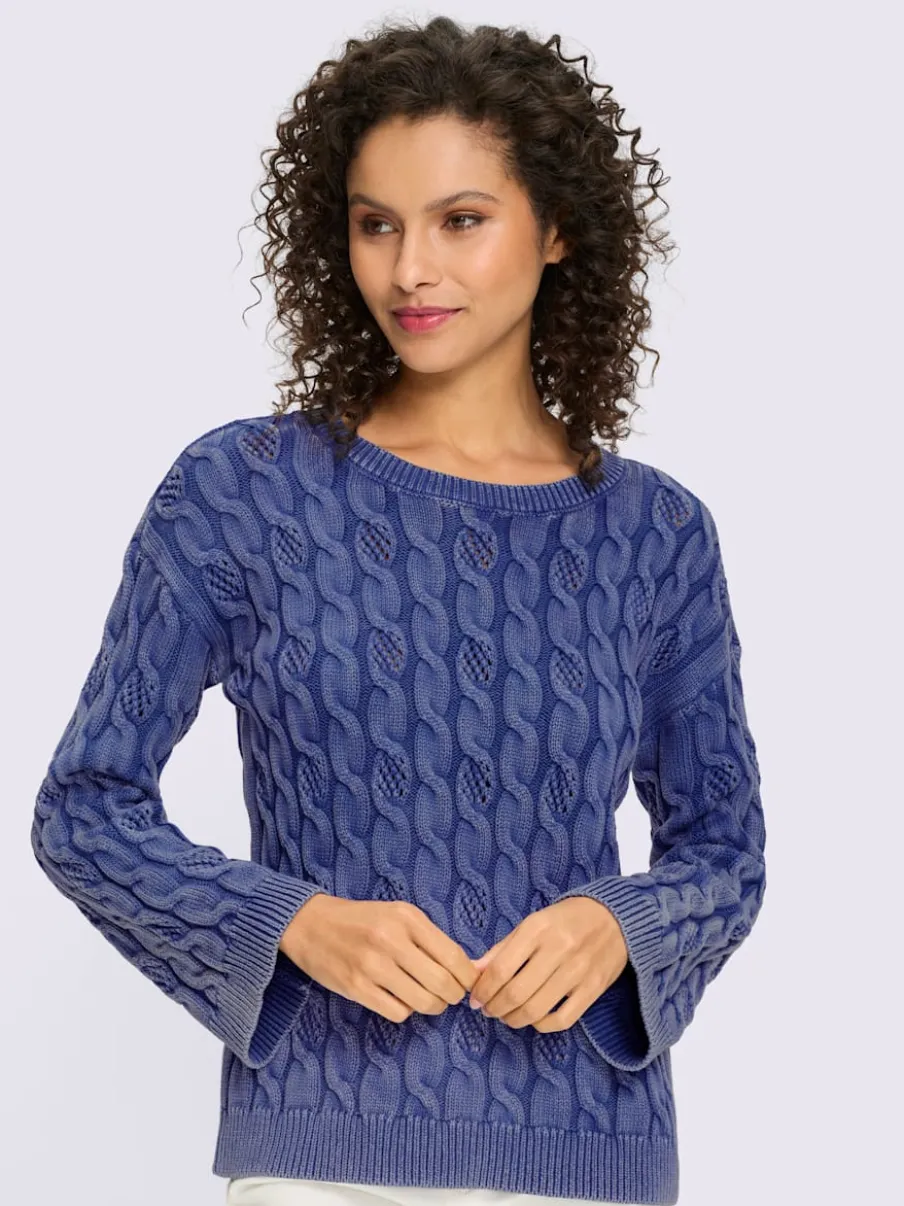 Pull en tricot doux à motif torsadé manches longues