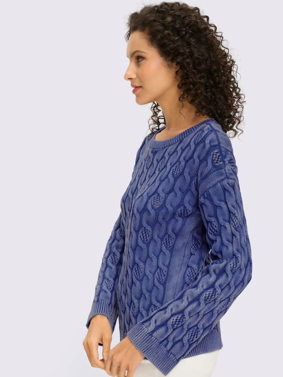 Pull en tricot doux à motif torsadé manches longues