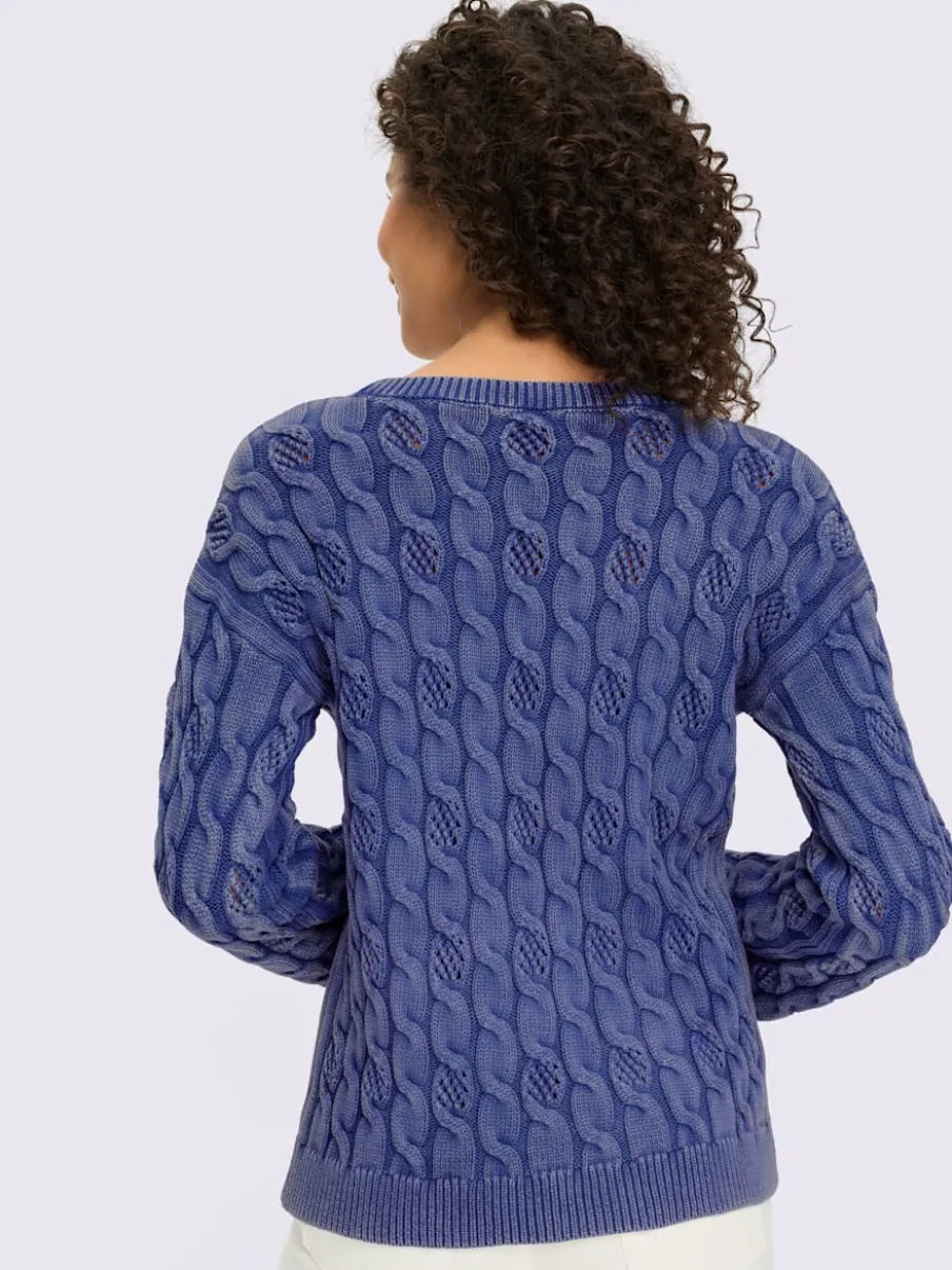 Pull en tricot doux à motif torsadé manches longues