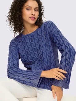 Pull en tricot doux à motif torsadé manches longues