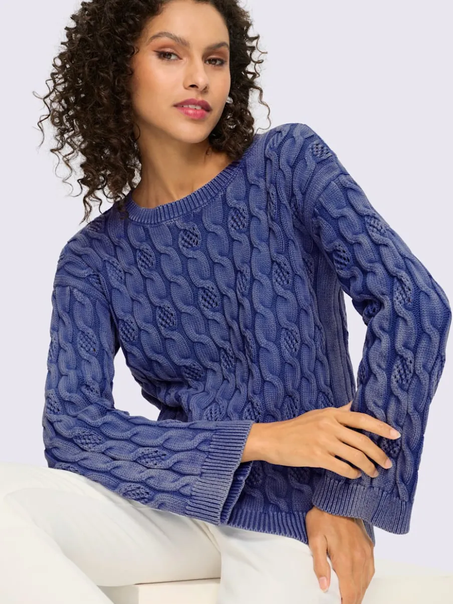Pull en tricot doux à motif torsadé manches longues