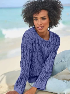 Pull en tricot doux à motif torsadé manches longues