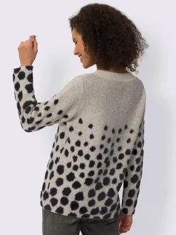 Pull en tricot doux à pois avec manches longues