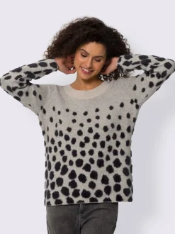 Pull en tricot doux à pois avec manches longues