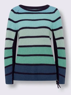 Pull en tricot doux à rayures avec empiècements latéraux