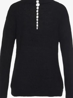 Pull en tricot à encolure en V avec perles et fente au dos