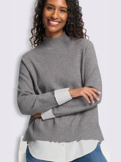 Pull en tricot fin aspect 2 en 1