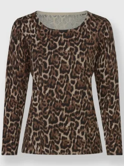Pull en tricot fin au motif léopard encolure ronde
